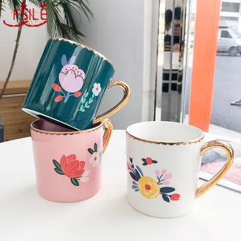 

350ml Nordic Style Ins Painted Gold Glaze Creative Ceramic Cup Business Office Coffee Mug Student Breakfast Milk Drinking Cup