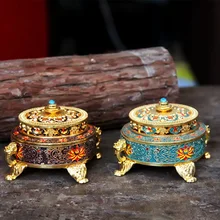 Китайская курильница с держателем, классический металл, Тибетский Стиль, окрашенный цинковый сплав, обмотки, благовония, ремесла для украшения дома и офиса