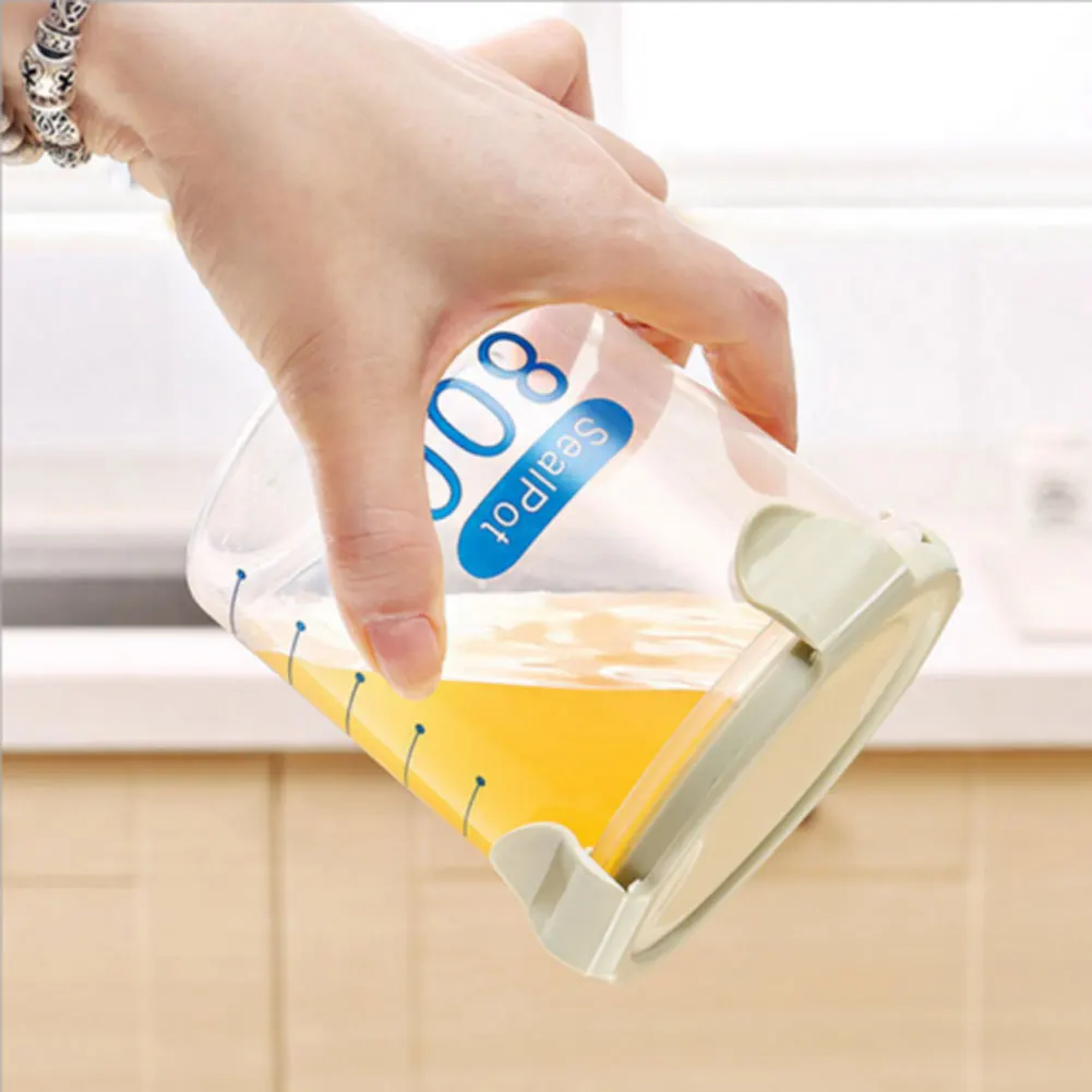 Kitchen Plastic Sealed Crisper grain storage boxes organizer 600ml 800ml 1000ml Grain Jar Food Storage Tank Have Cap Sealpot Box