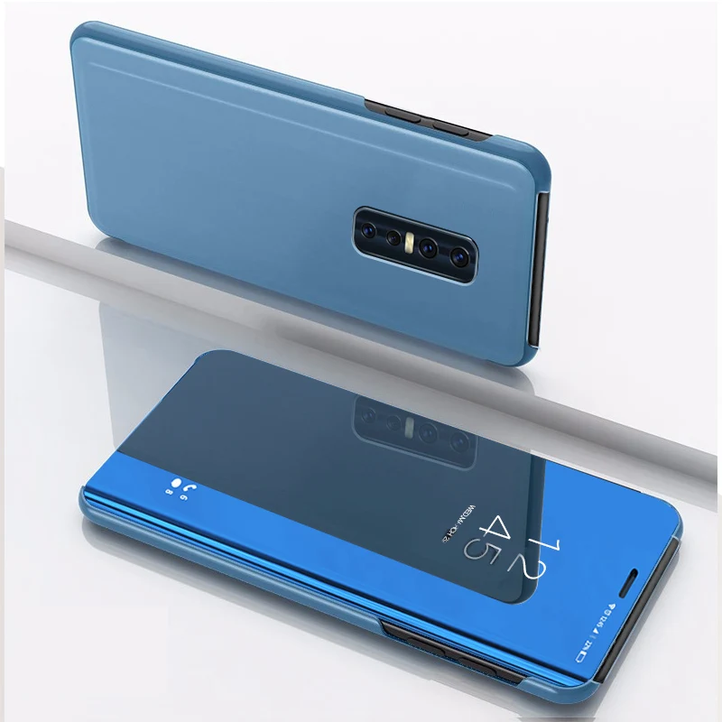 For Vivo V17 Pro Case Luxury Plating Smart Mirror Flip Stand full Protection Cover V 17 Shockproof Fundas Shells |