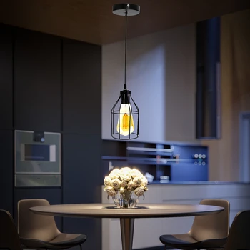 

Modern Iron Cage Chandelier Hanging Pendant Lamp Minimalist Retro Concise 9 Style Adjustable Ceiling Lamp Metal Indoor Lamps