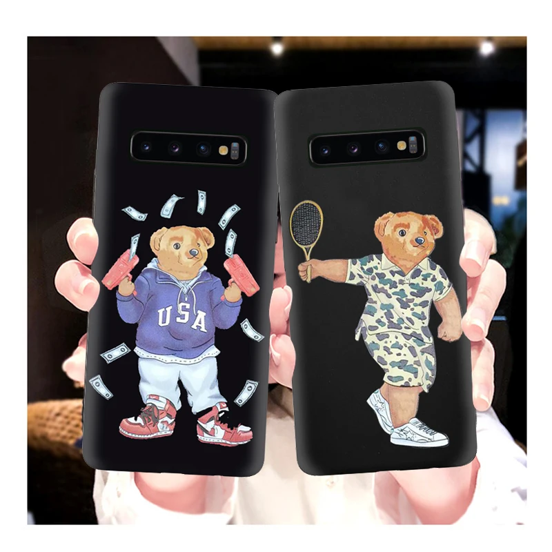 Роскошный итальянский чехол для samsung Galaxy S10 S9 S8 S7 S6 Plus Lite edge черный силиконовый чехол для телефона мягкий чехол GG аниме медведь