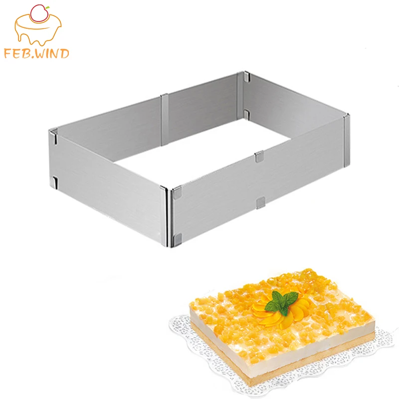 Adjustable Cake Ring Mold Stainless Steel Square Rectangular Mousse