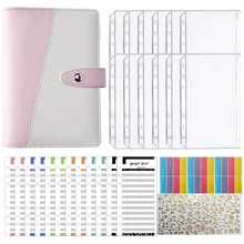 

A6 Pu Binder Budget Planner Cash Zipper Packets Budget Sheets Gold Letter Stikers Lables Diary Agenda School Stationery 29pcs