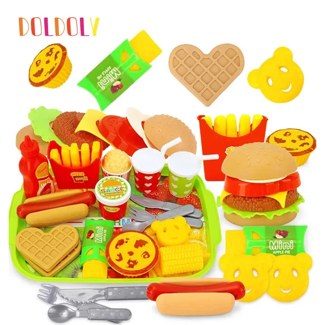 Brinquedos de cozinha para crianças, conjunto de jogo de batatas fritas,  hambúrguer de comida rápida, presente educacional para crianças - AliExpress