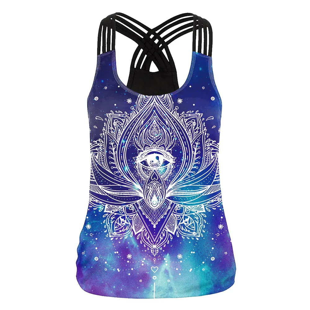 Summer Women Sport Vest 3D Print Yoga Shirt Running Fitness Quick Dry Tank Tops Sleeveless T-shirt Strap Workout Gym Vest Female