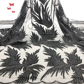 

African Tulle Lace French Net 3d Lace Fabric with Bead 2018 New Design Nigerian Sky blue Mesh Lace Fabric Wholesale Price white