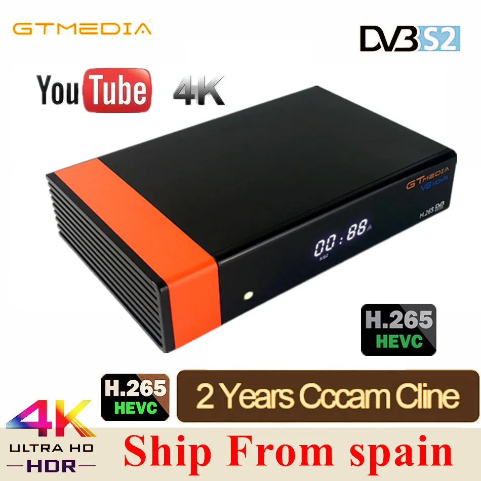 

GT MEDIA V8 Honor DVB-S2 Freesat Satellite TV Receiver FTA Decoder Support PowerVu Biss Key Newca CCCAM Youtube IPTV Purple V8