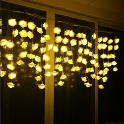 3.5m 96leds Wedding Rose Flower Lights Romantic Fairty Garland Light String for Christmas Valentine's Day Bedroom Window Decor