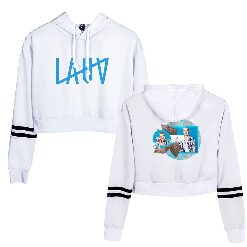 

LAUV-2DWomens Autumn Hoodies Sweatshirt Korean Style harajuku Long Sleeve Pullover Cropped Top Hoodie Solid Sweatshirt