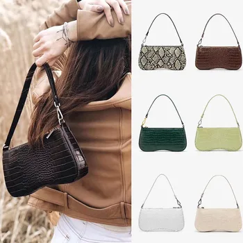 

Vintage Alligator Baguette Shape Bag Luxury Leather Handbag 2020 New Fashion Shoulder Bag Womens Messenger Crossbody Bags