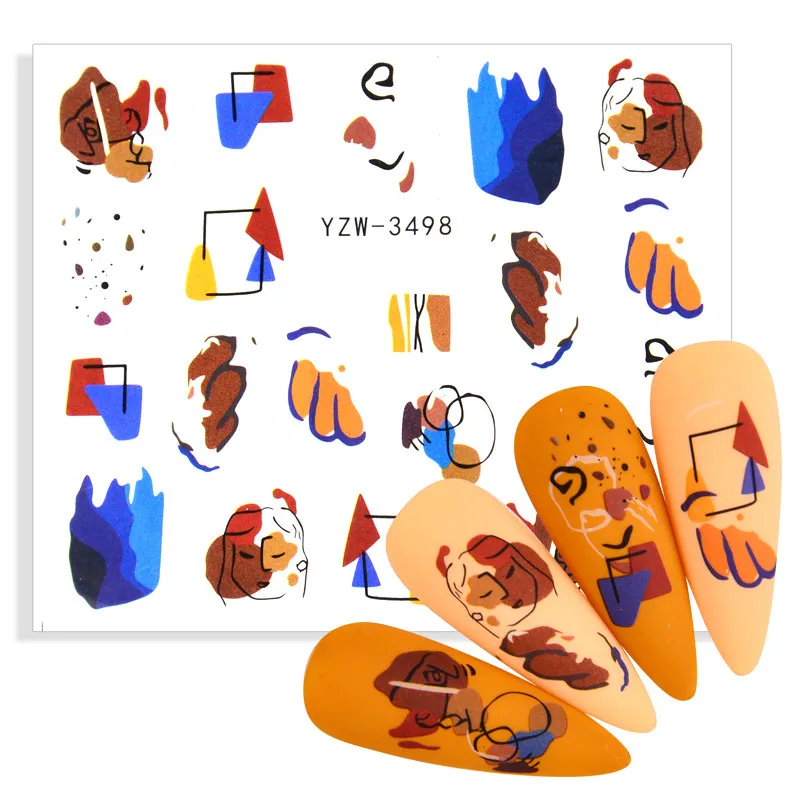 3D Abstract Painting Stickers for Nails Banana Strawberry Orange Decals Slider on Nail Art Decor DIY Decorations For Manicure | Красота и