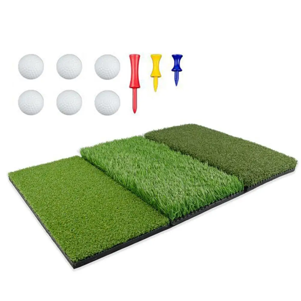 

3-IN-1 Foldable Multi-function Golf Simulated Training Practice Lawn Golf Swing Pad Backyard Practice Training Turf Grass Mat