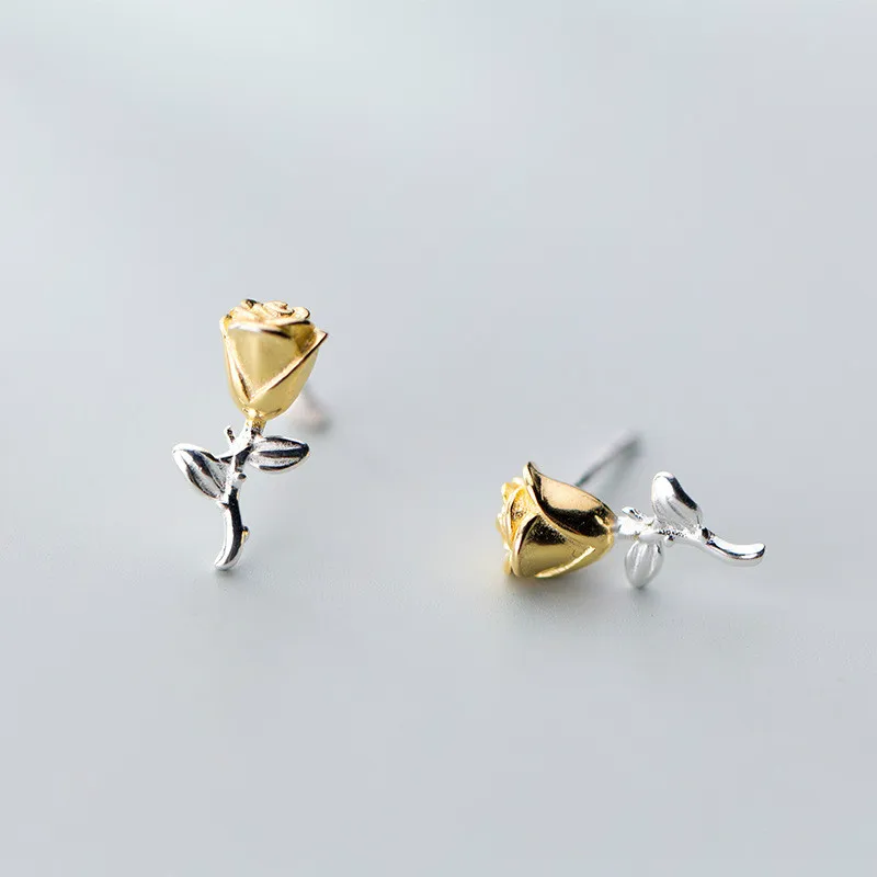 

Woman Exquisite Silver Plated Cute Rose Flower Stud Earrings Sweet Temperament Flower Earrings Jewelry Lover's Party Gifts