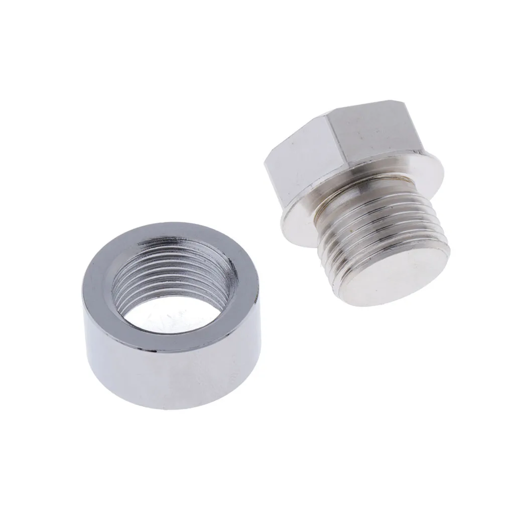 O2 Oxygen Sensor Iron Weld On Bung & Plug Wideband Nut & Cap Kit Set M18X1.5