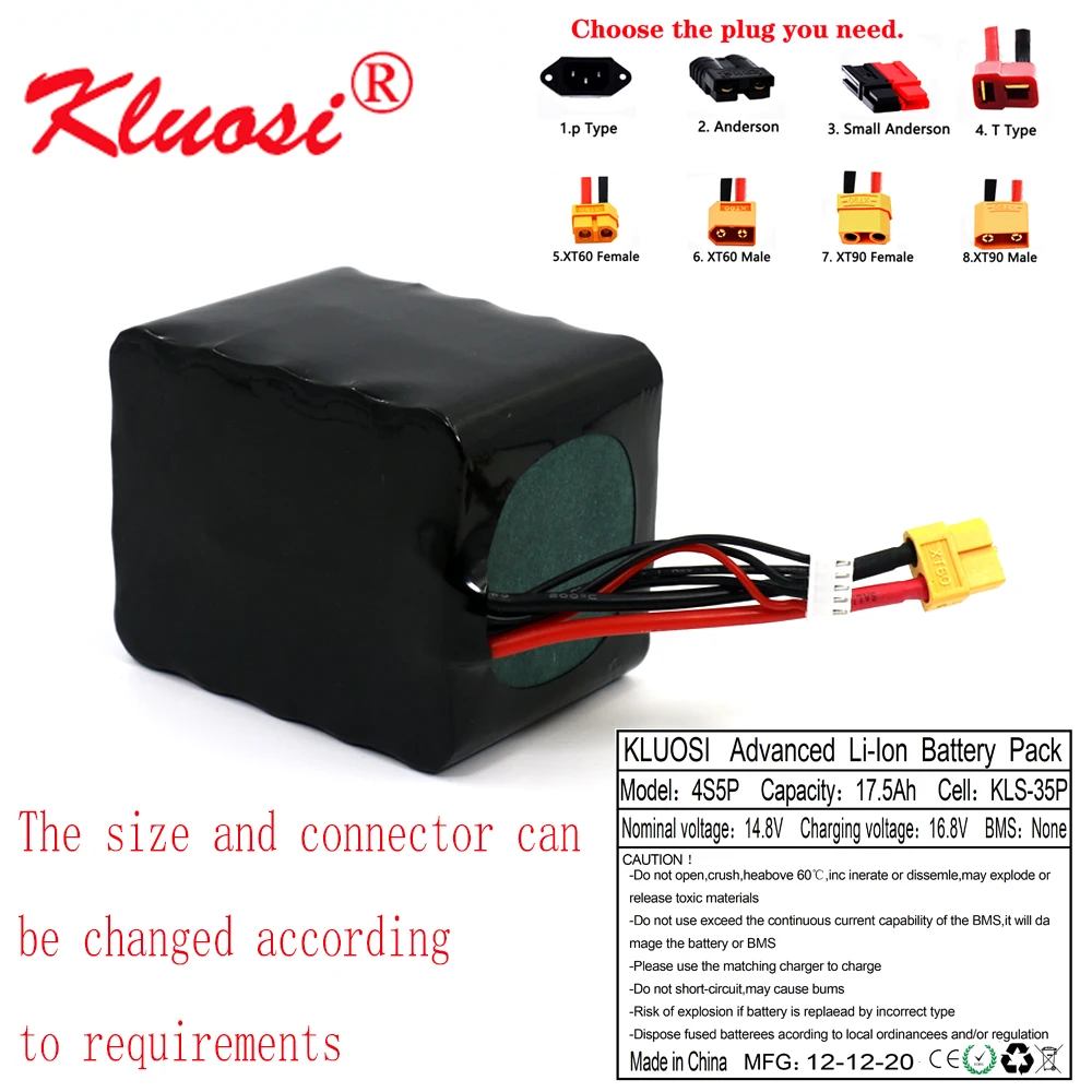 KLUOSI 14 8 V 17.5Ah 18Ah 4S5P 16 ионно литиевая Батарея высокое Ёмкость Бла (беспилотный