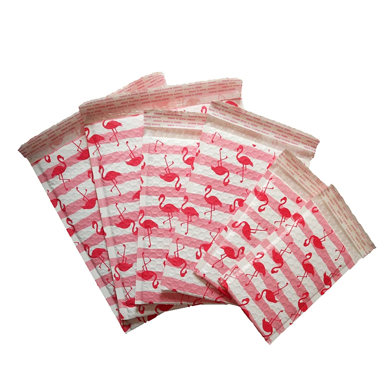 10 sztuk/partia Flamingo Bubble Mailer wodoodporne plastikowe koperty wysyłkowe z bąbelkami wyściełane pocztowe torby pocztowe 12x1 8cm/17x23cm