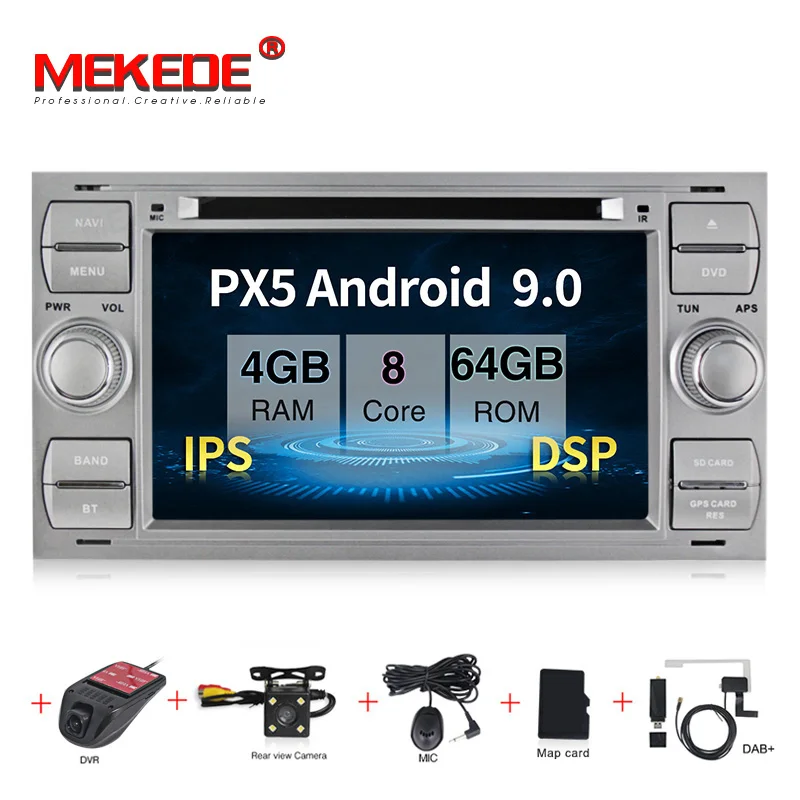 Flash Deal MEKEDE IPS DSP car media player for Ford Fiesta Focus C-max Galaxy Mondeo Transit with Andorid 9.0 4G RAM 64G ROM 0