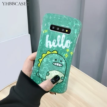 

YHBBCASES For Samsung Galaxy S20 Ultra S10 S9 Plus Arced Luggage Cartoon Dinosaur Cases For Samsung Note 10 8 9 Conch Soft Cover