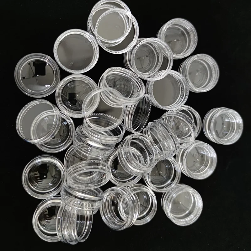 Clear Plastic Small Transparent Box Storage Jewelry Small Round Container Jars 