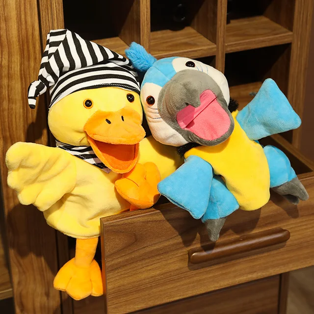 Children Animal Hand Puppet Toy Cartoon Cute Plush Parrot Duck Puppet Toy Hand Doll Storytelling Education Toy Gifts 28cm 1