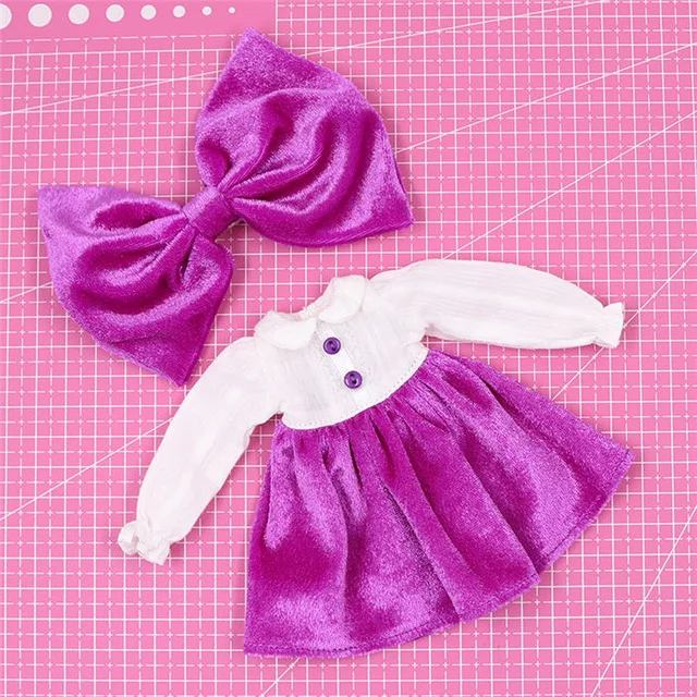 Neo Blythe Doll Purple White Velvet Dress 1