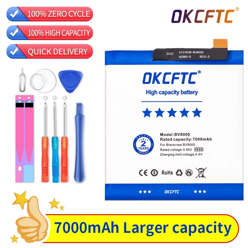 

Bv8000 Battery For Blackview BV8000 BV 8000 Pro V636468P Phone Latest Production Battery 7000mAh