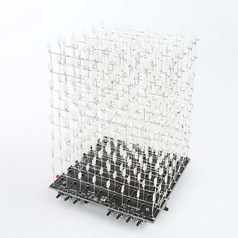 3D 광장 8x8x8 LED 블루 라이트 스퀘어 MP3 음악 스펙트럼 PCB 보드 DIY 키트