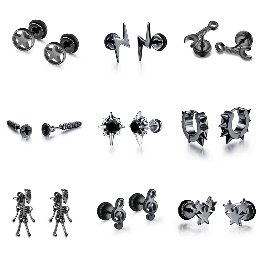 Классические унисекс маленькие серьги-гвоздики мужские и женские классические панк из нержавеющей стали вечерние подарочный набор украшений для ушей