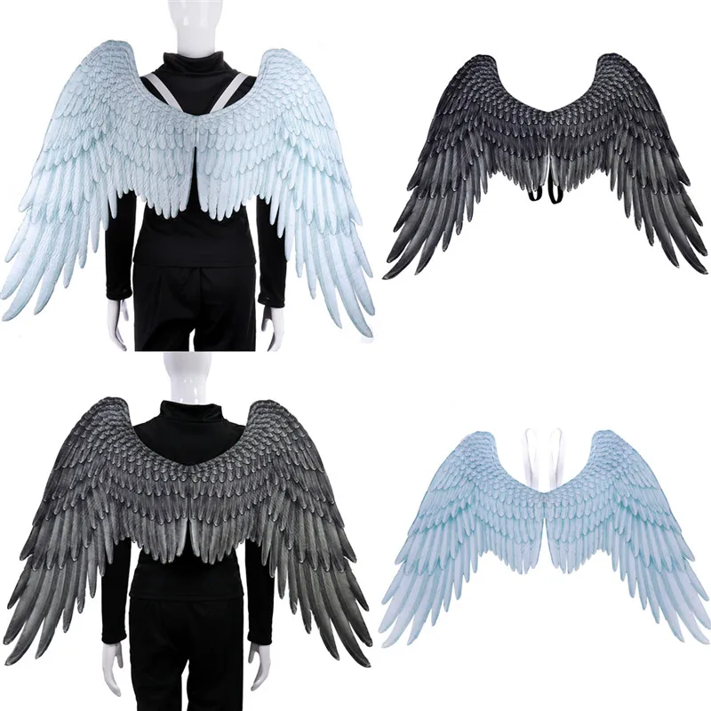 Halloween 3D Angel Wings Mardi Gras Theme Party Cosplay For Children Adult Big Large Black Devil Costume Xmas Gift | Дом и сад