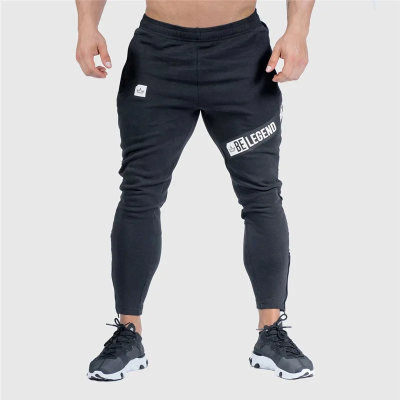 Новинка, мужские спортивные штаны, Беговые брюки для фитнеса, мужские хлопковые спортивные брюки для бега, облегающие брюки для бодибилдинга