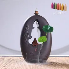 Керамическая курильница с обратным потоком для благовоний с дымом и водопадом, держатель для благовоний, ароматерапия, Будда, курильница, буддистские украшения