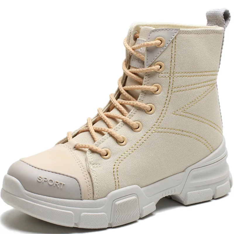 

Spring autumn Korean breathable ladies short boots trend joker thick bottom non-slip British style high-top lace-up Martin boots