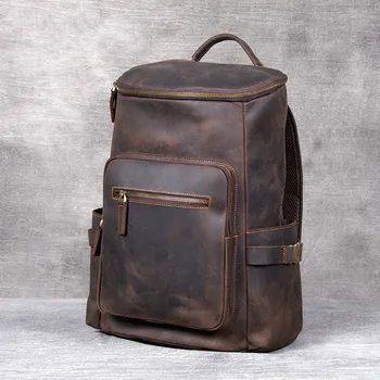 

Vintage Oxhide Top Layer Cow Leather Shoulder Bag Handmade Head Leather Backpack Cowhide Men's Computer Bag