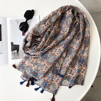 

2020 Ladies Fashion Aztec Tassel Viscose Shawl Scarf Women High Quality Wrap Pashmina Stole Bufanda Muslim Hijab Snood