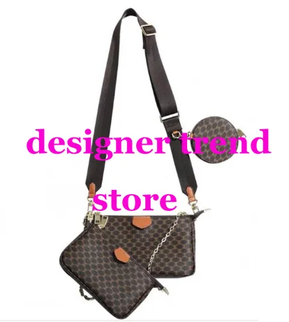 

Designer 3pcs 2019 fashion bag chain genuine leather handbags lady simple shoulder crossbody coin case bag wallet purses clutch