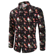 Черная Мужская рубашка с принтом Chemise Homme Merry Снеговик на Рождество Хлопок Снежный цветочный принт уличная Мужская рубашка с лацканами Топы Блузка