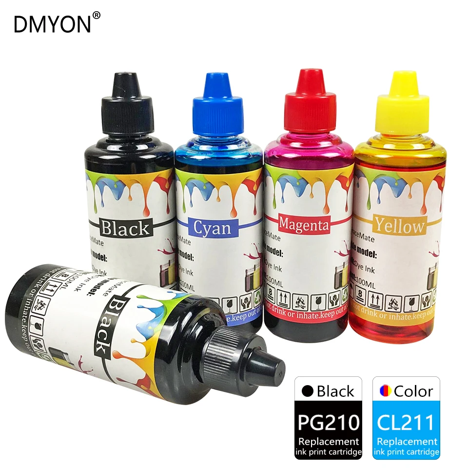 

DMYON Ink Refill Kit Compatible for Canon PG210 CL211 Pixma IP2700 2702 MP240 250 260 270 280 480 490 495 MX320 330 340 Printer