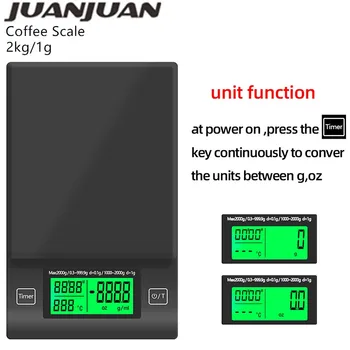 

2kg/1g Electric Coffee Scale Kitchen Steelyard Drug Scales With Timer Temp Jewelry Weight Backlight Gram Drip Balance 30%OFF