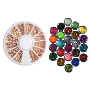 

5mm Nail Art Sticker Tip Decal 3D Acrylic Glitter Manicure Studs Nail Tips DIY with 24 Colors Bright Acrylic Glitter Sequins UV