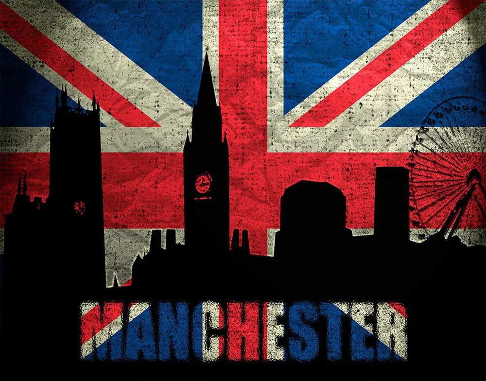 Bandera Grunge Del Manchester, Cartel De Estaino De Metal, Placa De Pared