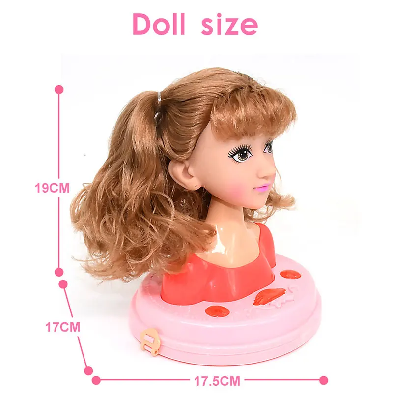 Girls Doll Head Playset Hair Styling Doll Head With Accessories