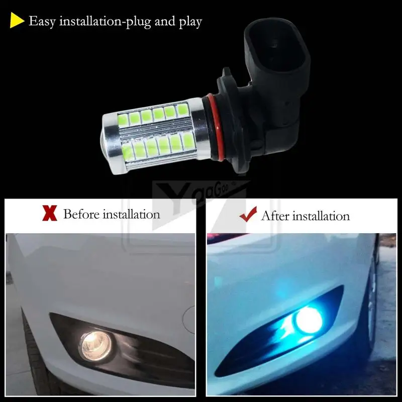 YaaGoo прочный 33SMD для вождения автомобиля противотуманные фары Ледяной Синий длинный срок службы H10 9145 проектор светодиодный объектив лампы 2 шт