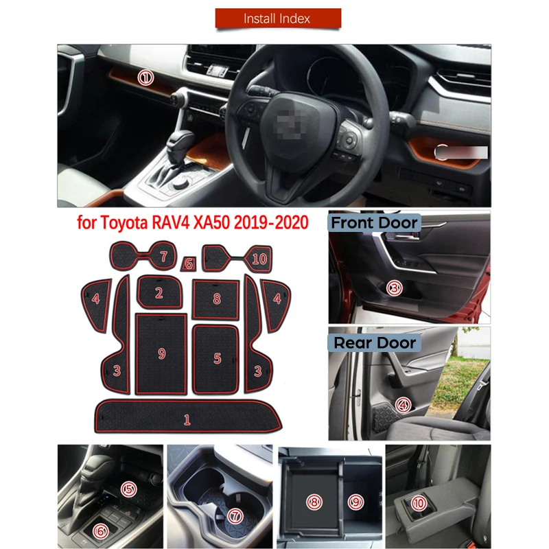 Для Toyota RAV4 для XA50 RAV IV 50 Противоскользящий коврик ворота Слот коврики чашки резиновые накладки коврик автомобильные наклейки аксессуары