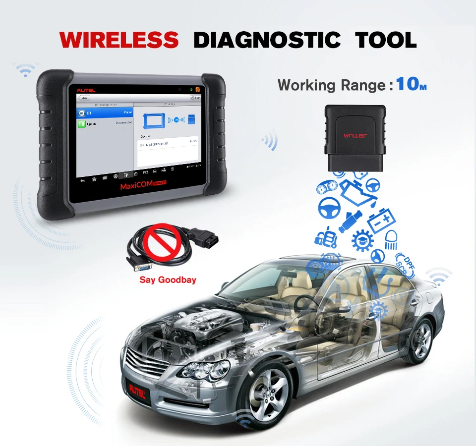 Autel MaxiCOM MK808TS Профессиональный OBD2 Bluetooth инструмент для диагностического сканирования автомобиля OBD 2 сканер Программирование TPMS датчик PK MK808 MK808BT