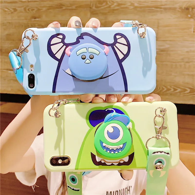 

For iphone XS Max 3D Monsters soft Phone Case For iPhone X XR 8plus 7plus 6 6S 6p Cute Unicorn TPU Back Cover+toy+strap +stander