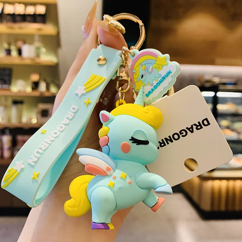 Cute Unicorn Girls Pendant Keychains for Women Bag Car Key Ring Lobster Clasp Key Chain Jewelry Lanyard for Keys unicorn pencil case cute pouch multifunction girls graduation gifts cloth ballpoint