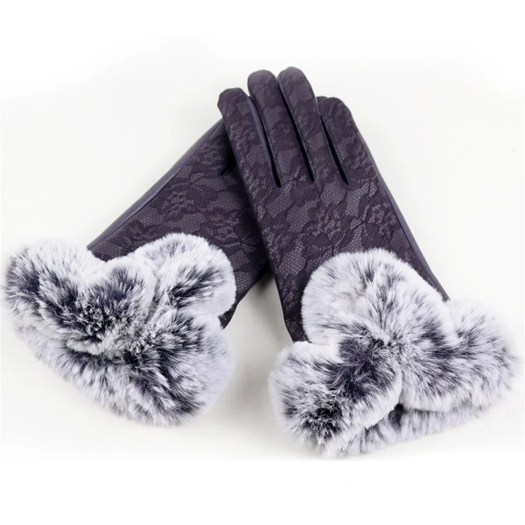 Зимние женские бархатные кружевные перчатки, теплые для использования телефона, для велоспорта, перчатки для бега, кожаные перчатки, зимние перчатки, Luvas De Inverno#10