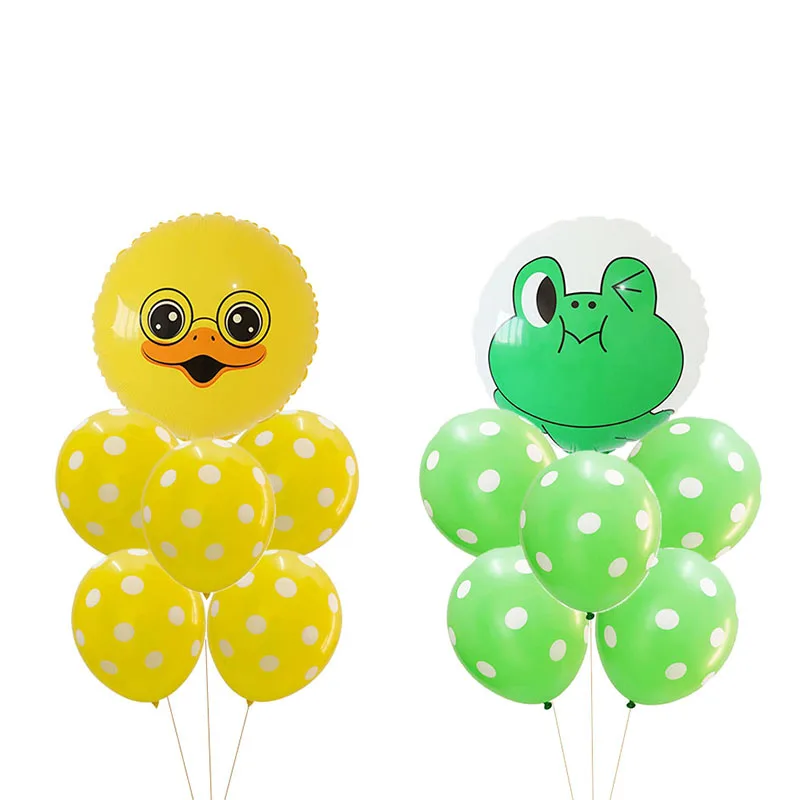 6 шт. мультфильм животных лягушка утка Фольга воздушные шары желтый и зеленый