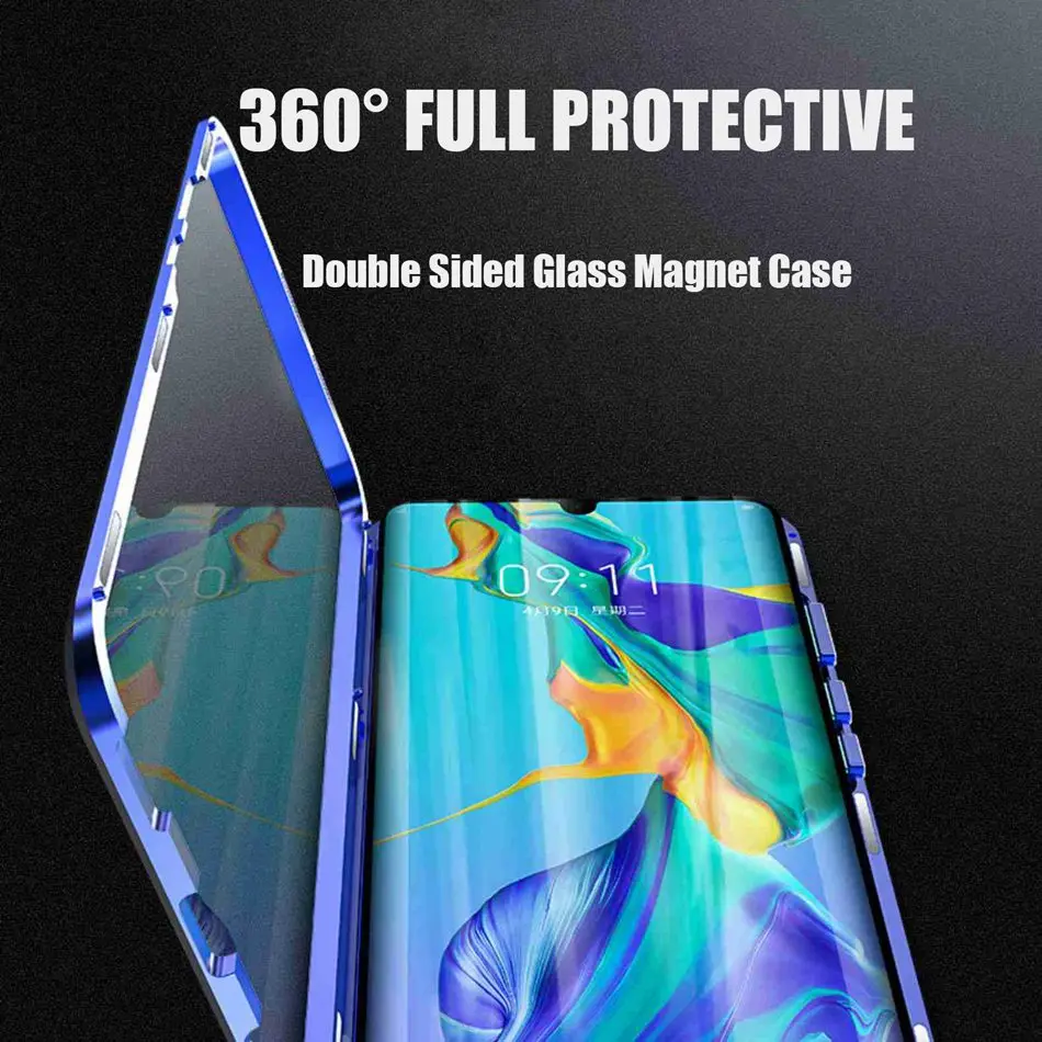 

For Samsung Note 10 9 8 10Pro Double Side Tempered Glass Cover for Samsung S10 S9 S8 Plus Magnetic Adsorption Metal Phone Case